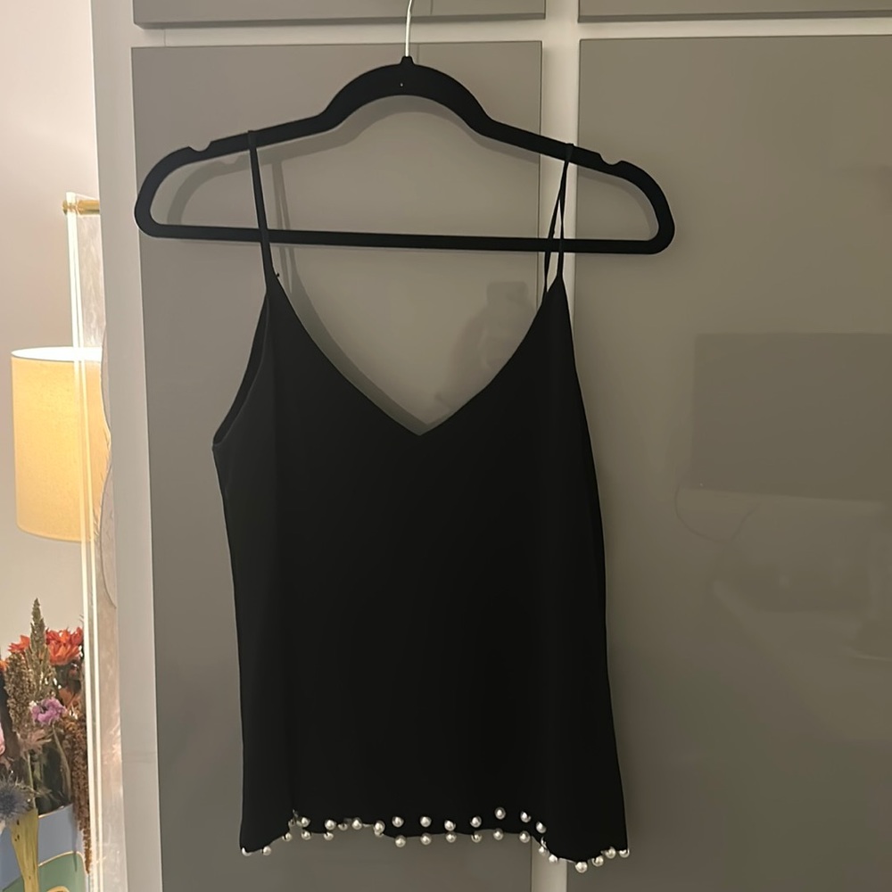 Zara knit tank with pearl detail